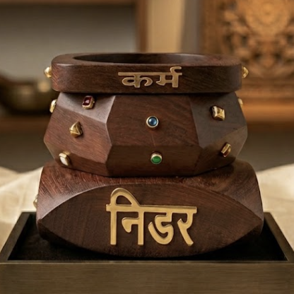 Power Mantra Wooden Typography Stack